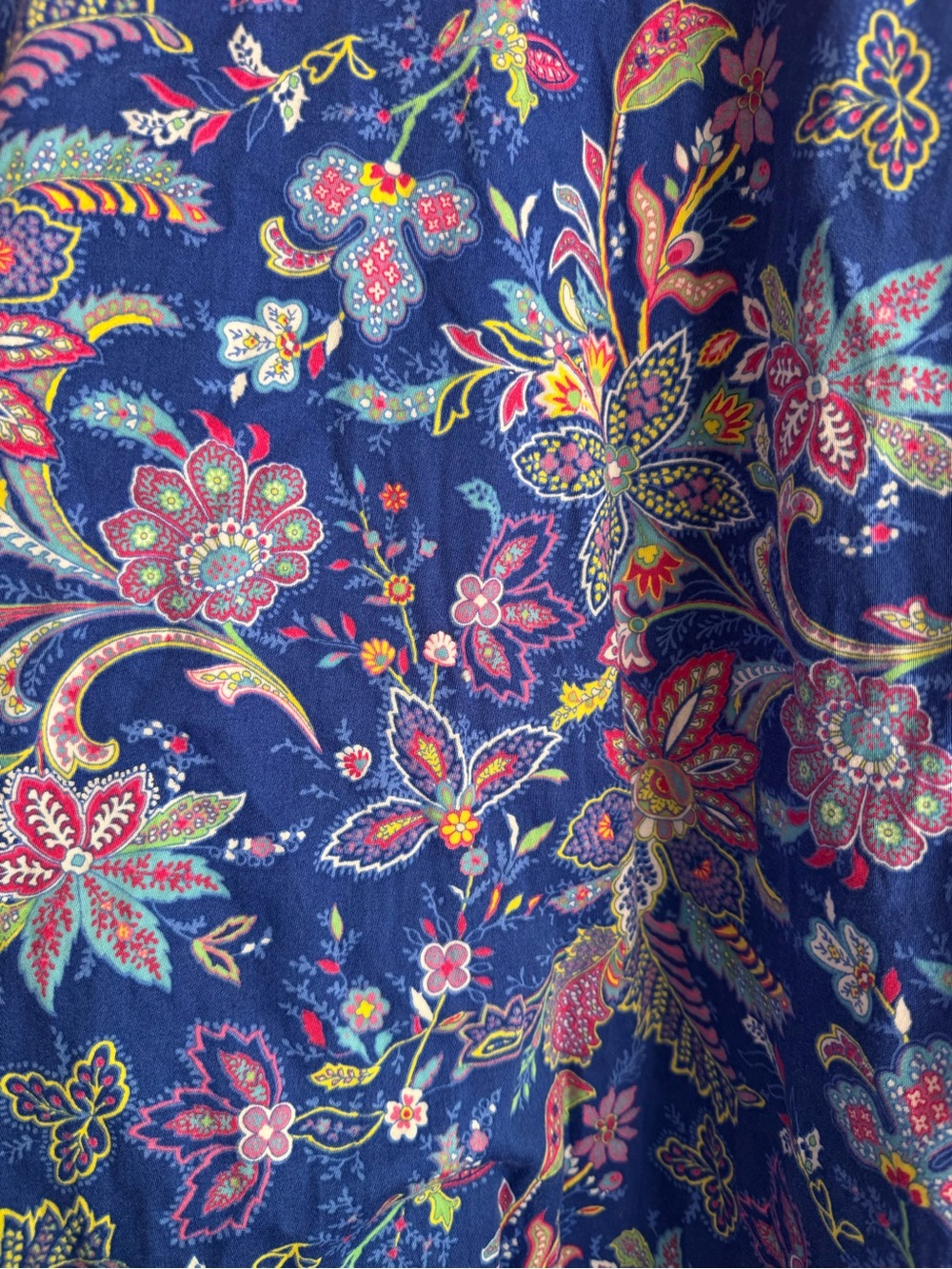 Lauren Ralph Lauren Royal Blue Floral Paisley Button-Down Sleep Shirt Size XL - Picture 8 of 8